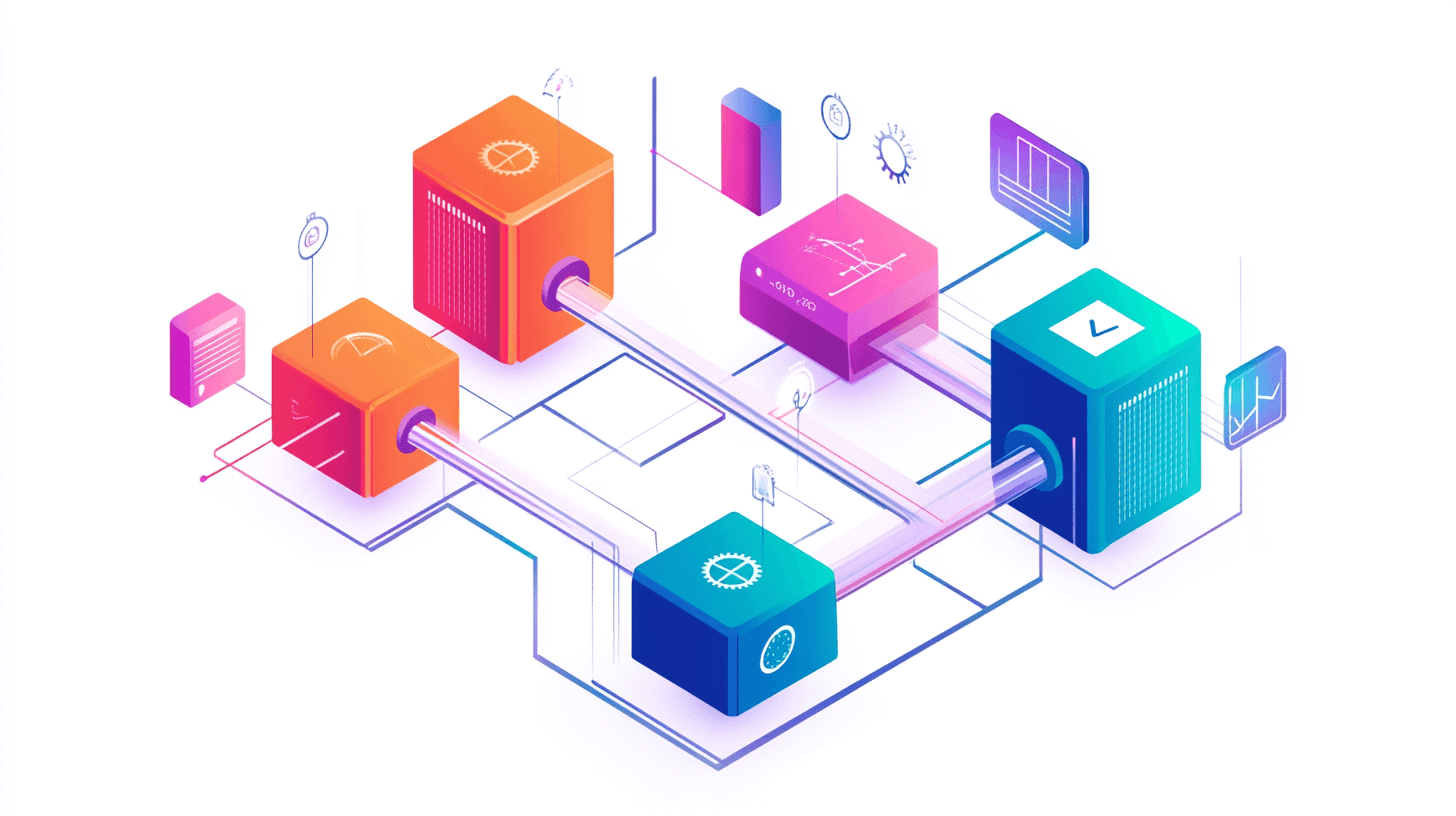 Agentic Development workflow illustration showing AI agent collaboration and automation patterns